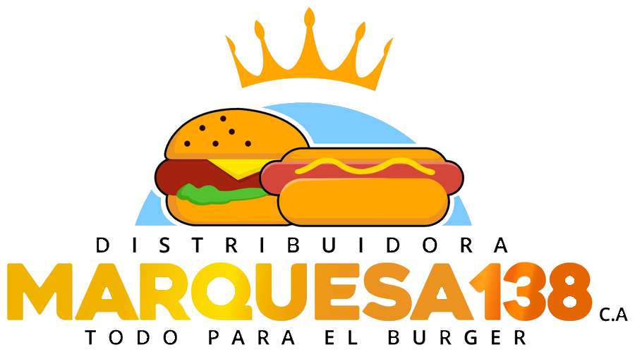 Logo de Distribuidora Marquesa 138, C.A.: una hamburguesa y un perro caliente bajo una corona